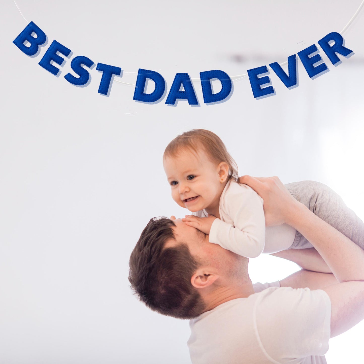 BEST DAD EVER Felt Garland – Handmade Royal Blue Plush Banner for Father’s Day, Birthday, or Just Because
