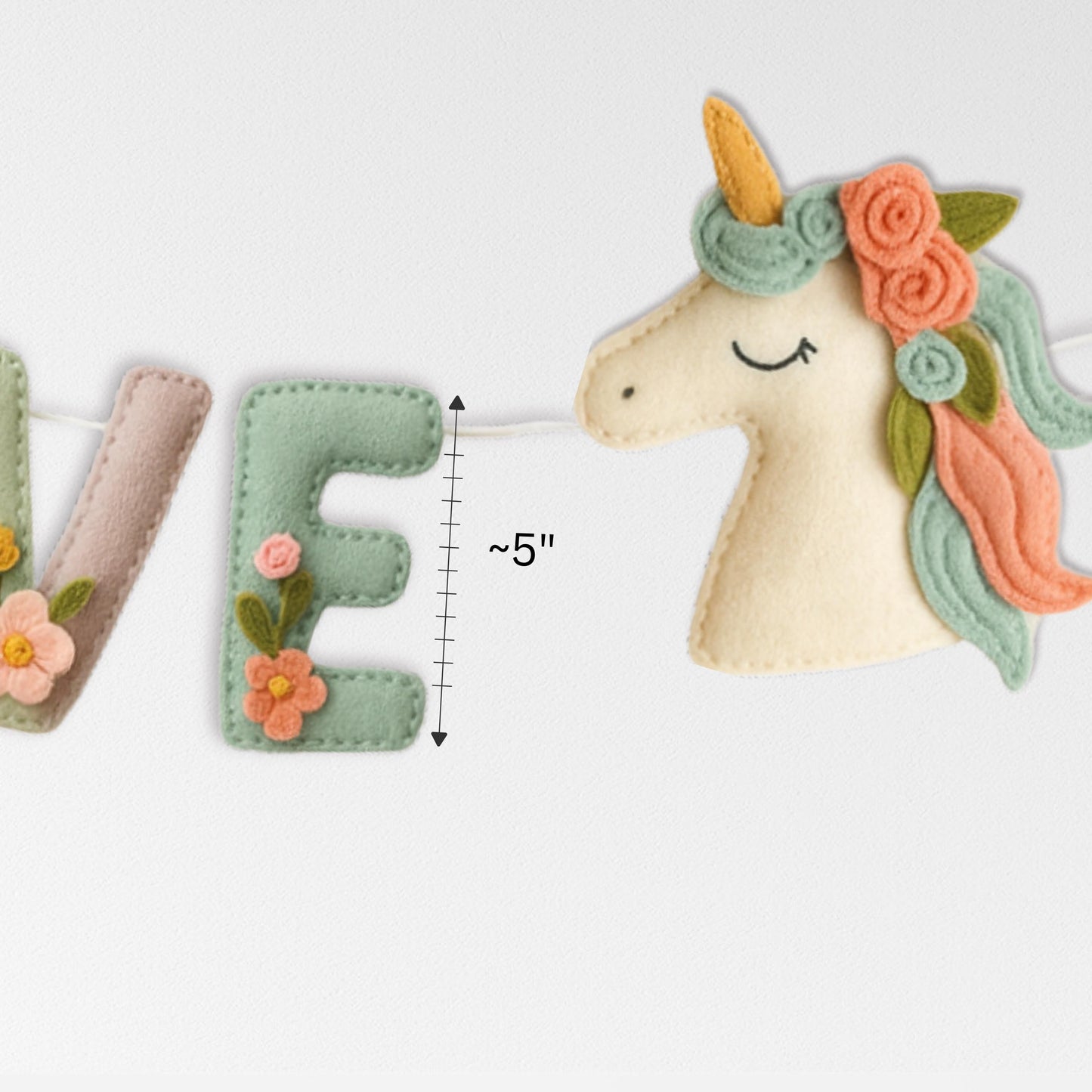 Personalized Felt Unicorn Name Garland: Baby Nursery Decor