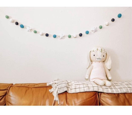 Felt Ball and Star Garland - Handmade Boho Nursery Decor