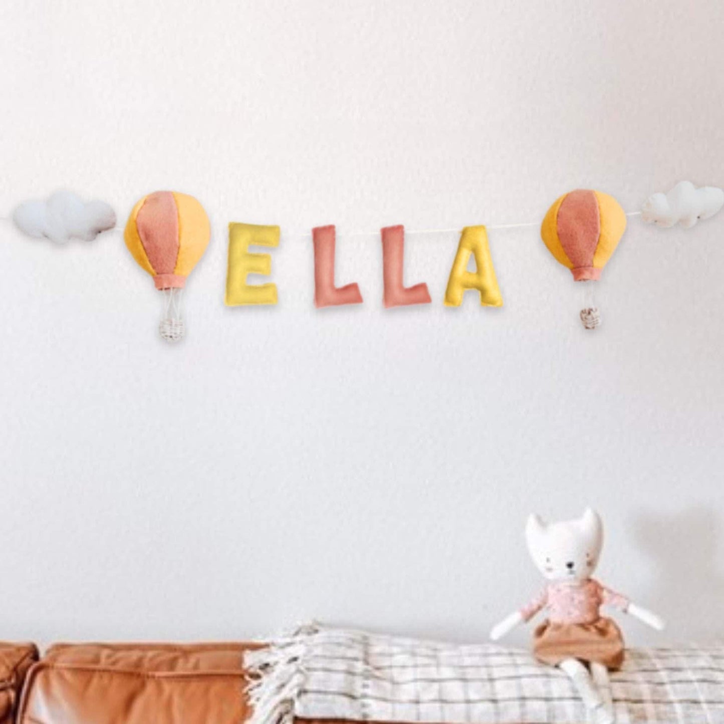 Felt Hot Air Balloon Garland: Boho Nursery Decor, Custom Colors