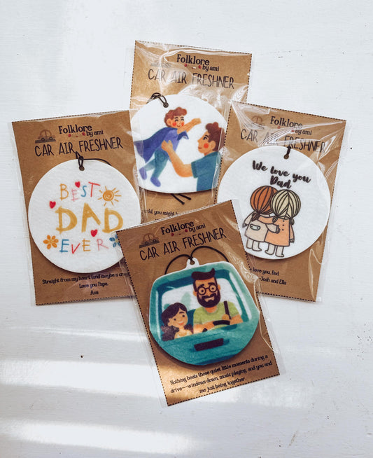 Best Dad Ever Air Freshener – Cute Kid Drawing Style Car Charm – Child’s Gift for Dad – Father’s Day Car Accessory