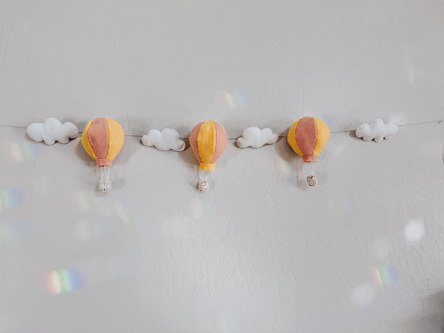 Felt Hot Air Balloon Garland: Boho Nursery Decor, Custom Colors