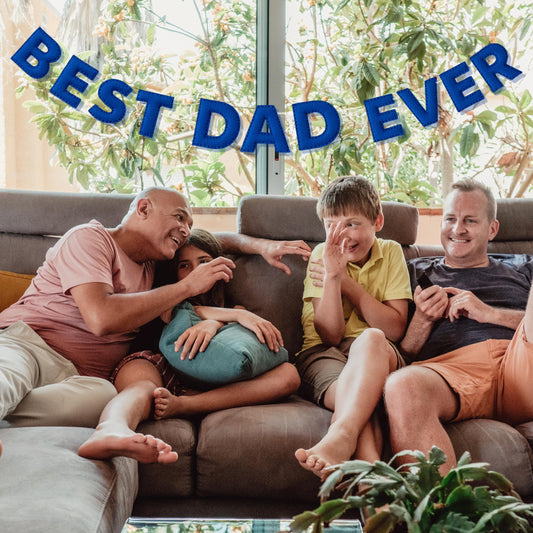 BEST DAD EVER Felt Garland – Handmade Royal Blue Plush Banner for Father’s Day, Birthday, or Just Because