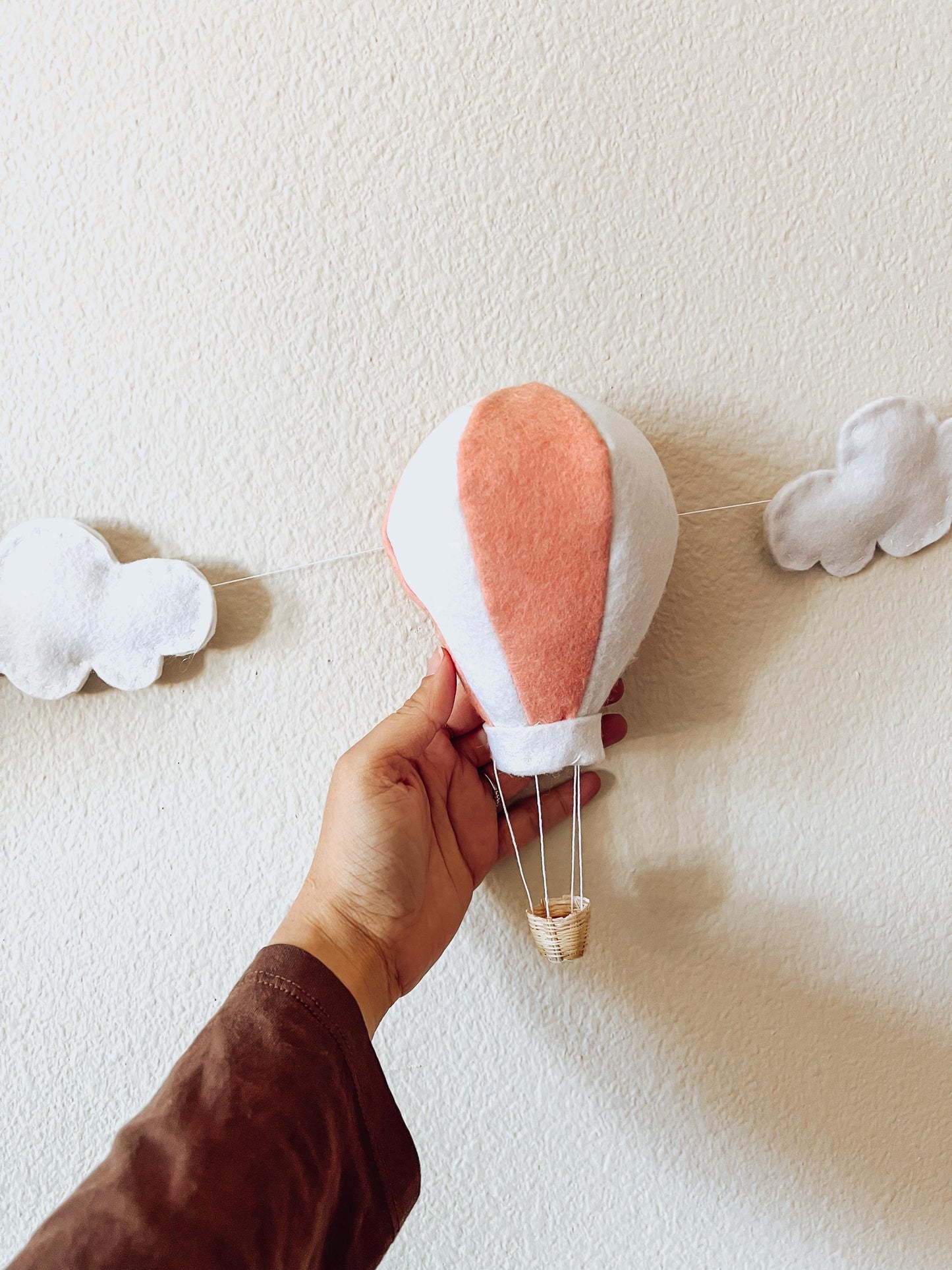 Felt Hot Air Balloon Garland: Boho Nursery Decor, Custom Colors