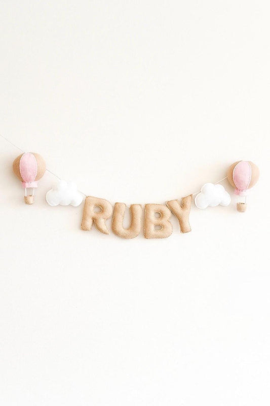 Handmade Felt Hot Air Balloon Garland: Cloud Theme Nursery Decor