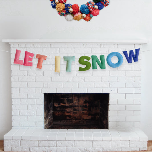 Let it snow Garland – Handmade Holiday & Party Decor, , Colorful  Christmas Decoration