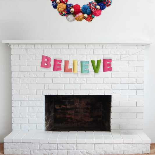 Believe Garland – Handmade Holiday & Party Decor, , Colorful  Christmas Decoration