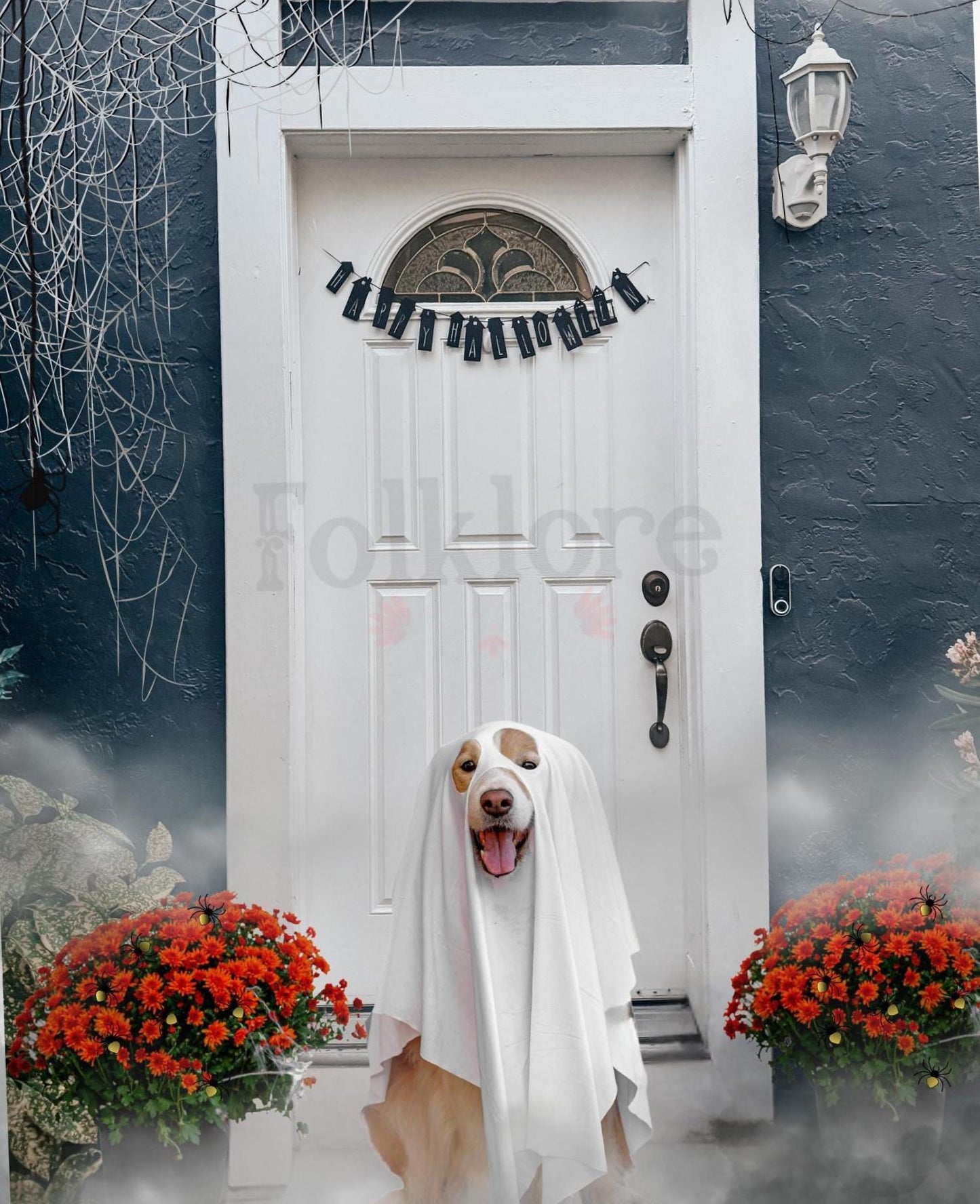 Halloween Banner Garland: Black Haunted House Party Decoration