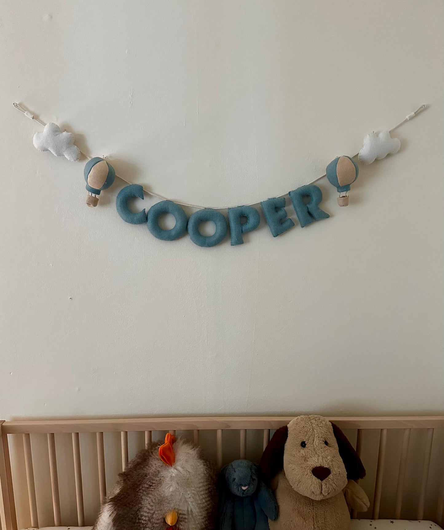 Personalized Felt Hot Air Balloon Name Garland: Baby Nursery Decor
