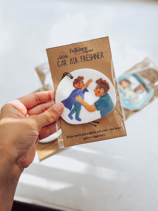 Superdad Air Freshener – Hero Dad Felt Car Charm – Gift from Son or Daughter – Father’s Day Gift Idea