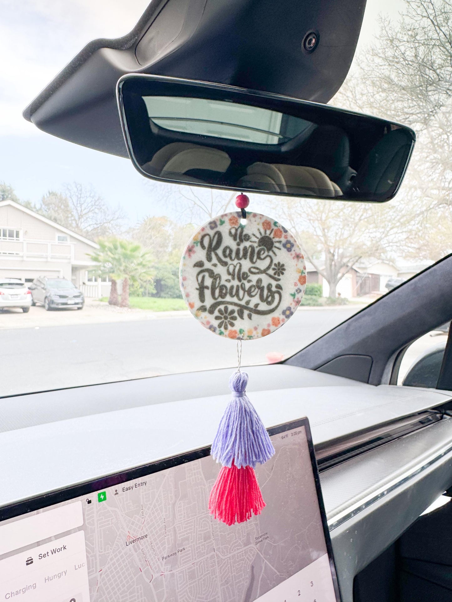 Handmade Felt Car Air Freshener: Boho Tassel Aromatherapy Charm