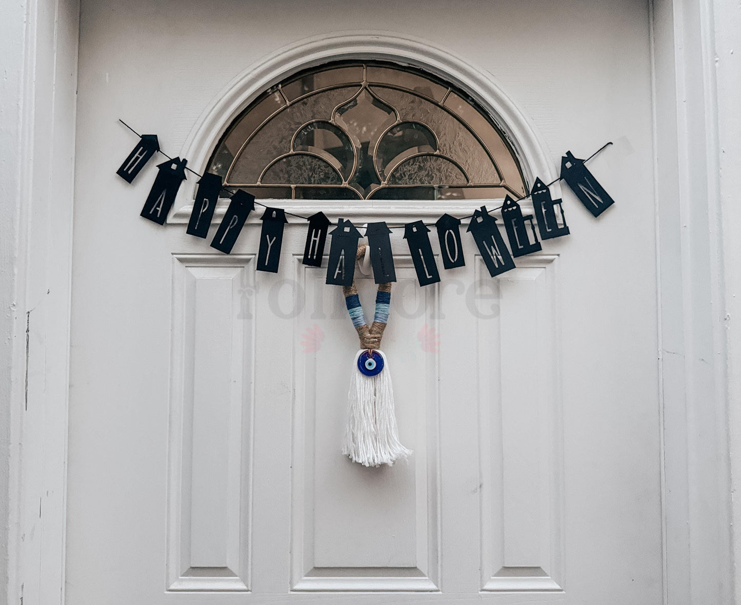 Halloween Banner Garland: Black Haunted House Party Decoration