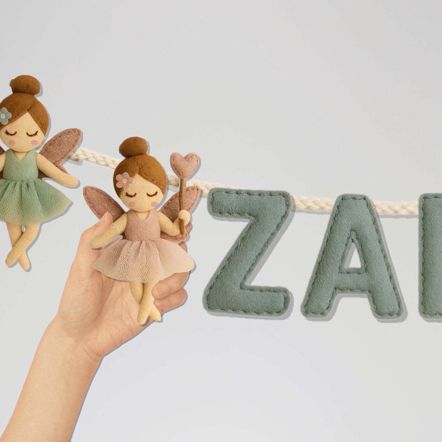 Personalized Fairy Name Garland – Custom Felt Letters Banner, Nursery Wall Décor, Baby Shower Gift, Handmade Girls Room Decoration
