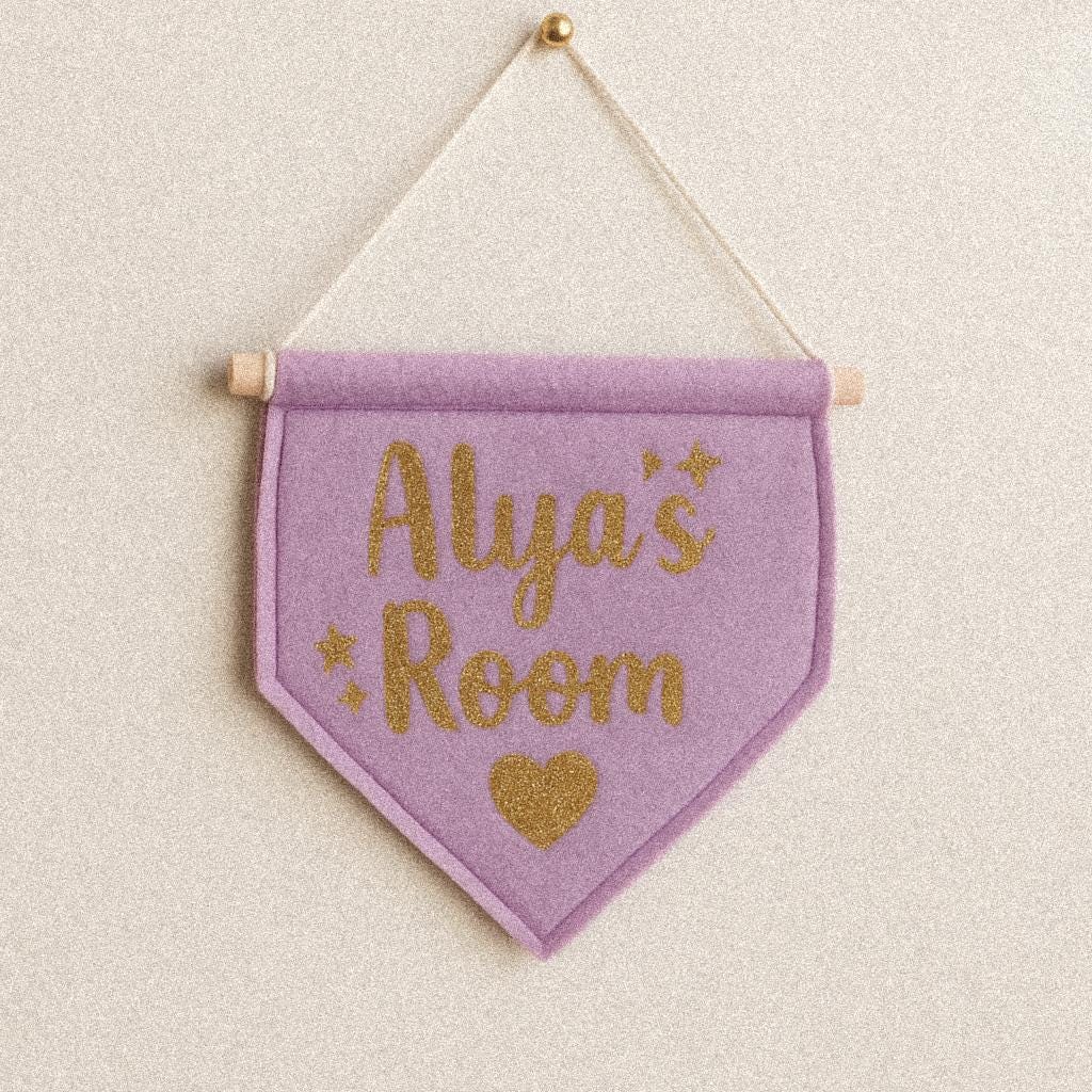 Handmade Felt Door Sign – Personalized Kids Room Decor