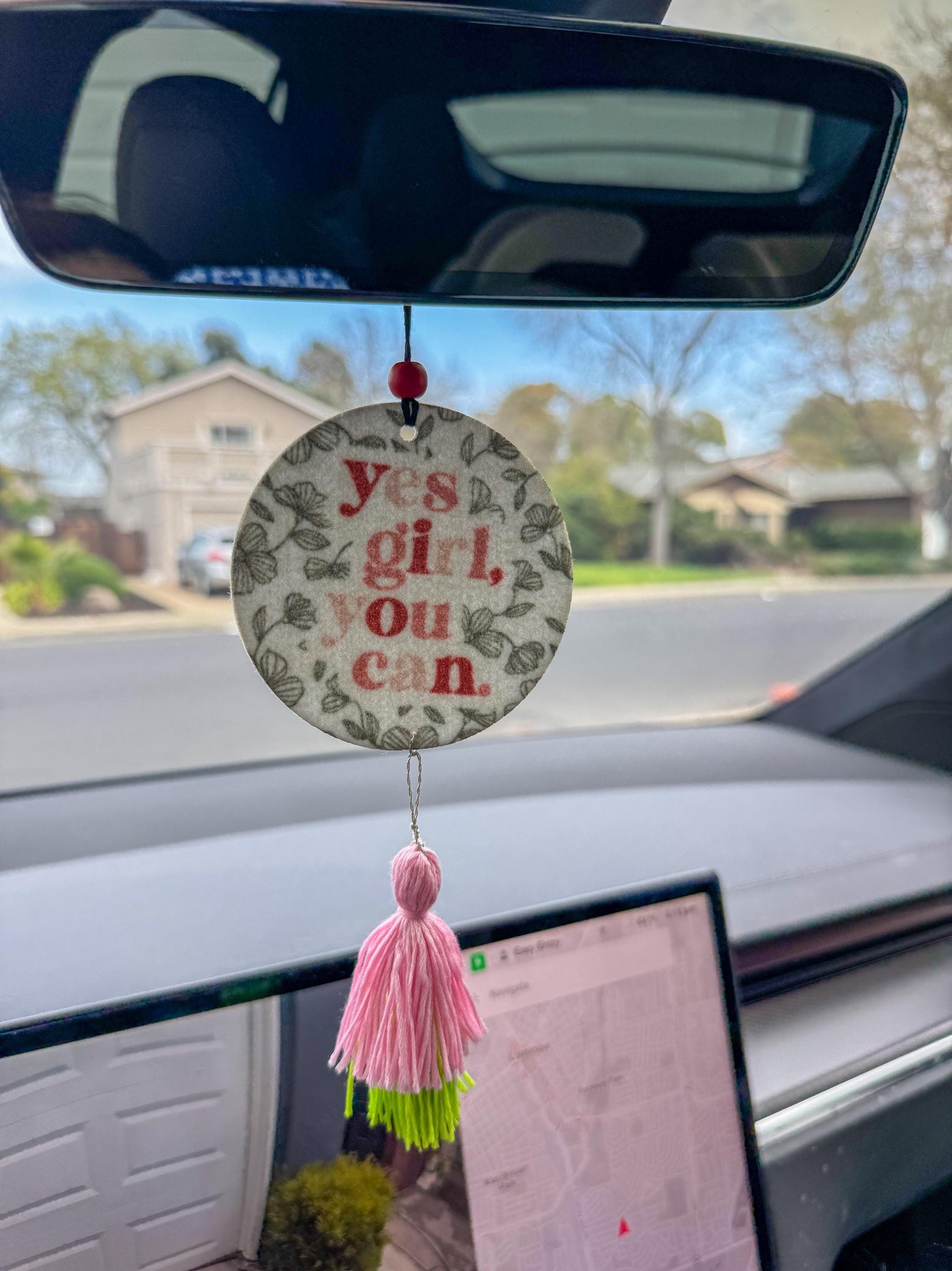 Handmade Felt Car Air Freshener: Boho Tassel Aromatherapy Charm