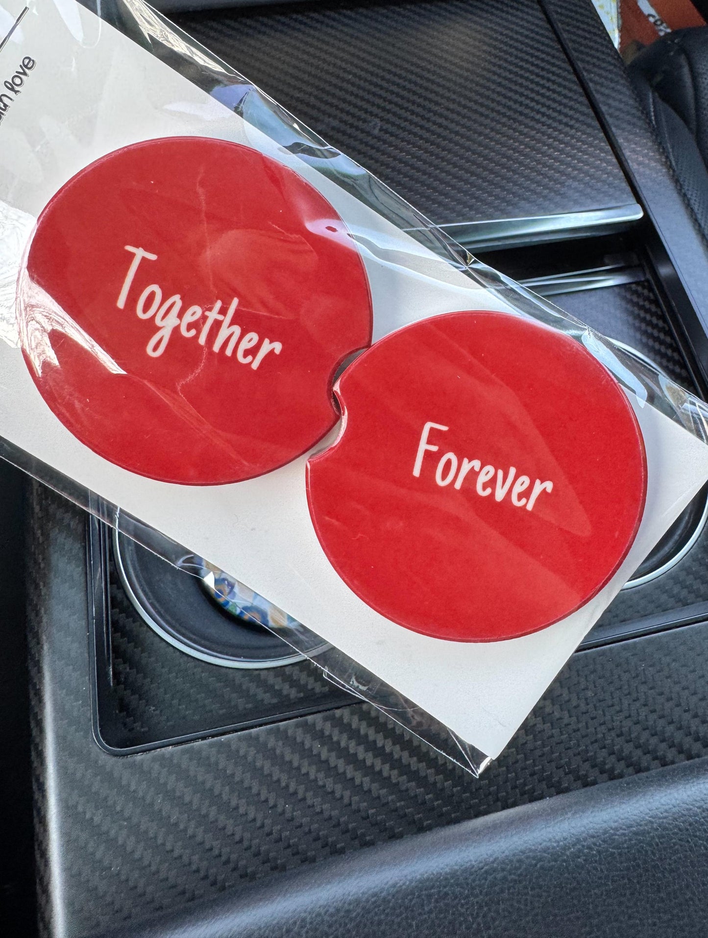 Geometric Car Coasters: Absorbent Ceramic, Black and White - Set of 2