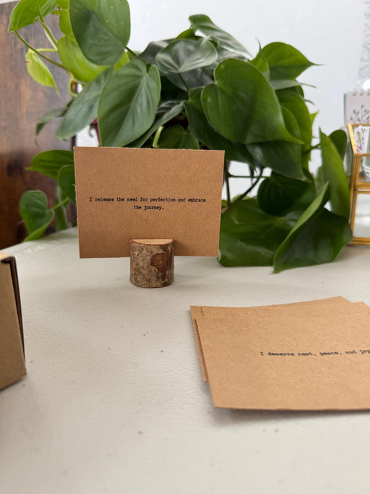 Self-Love Affirmation Cards: Daily Mindfulness Gift Set with Wood Stand