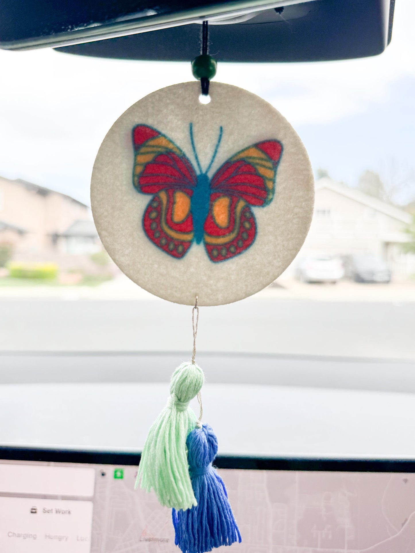 Handmade Felt Car Air Freshener: Boho Tassel Aromatherapy Charm