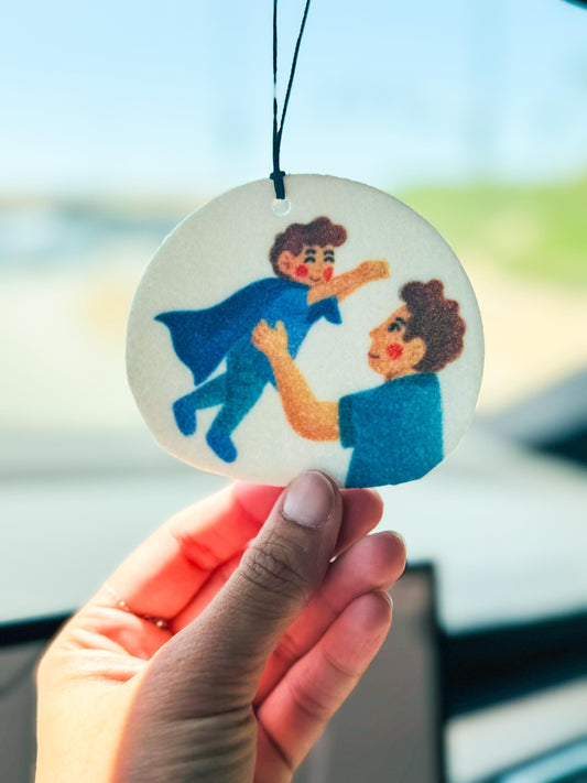 Superdad Air Freshener – Hero Dad Felt Car Charm – Gift from Son or Daughter – Father’s Day Gift Idea
