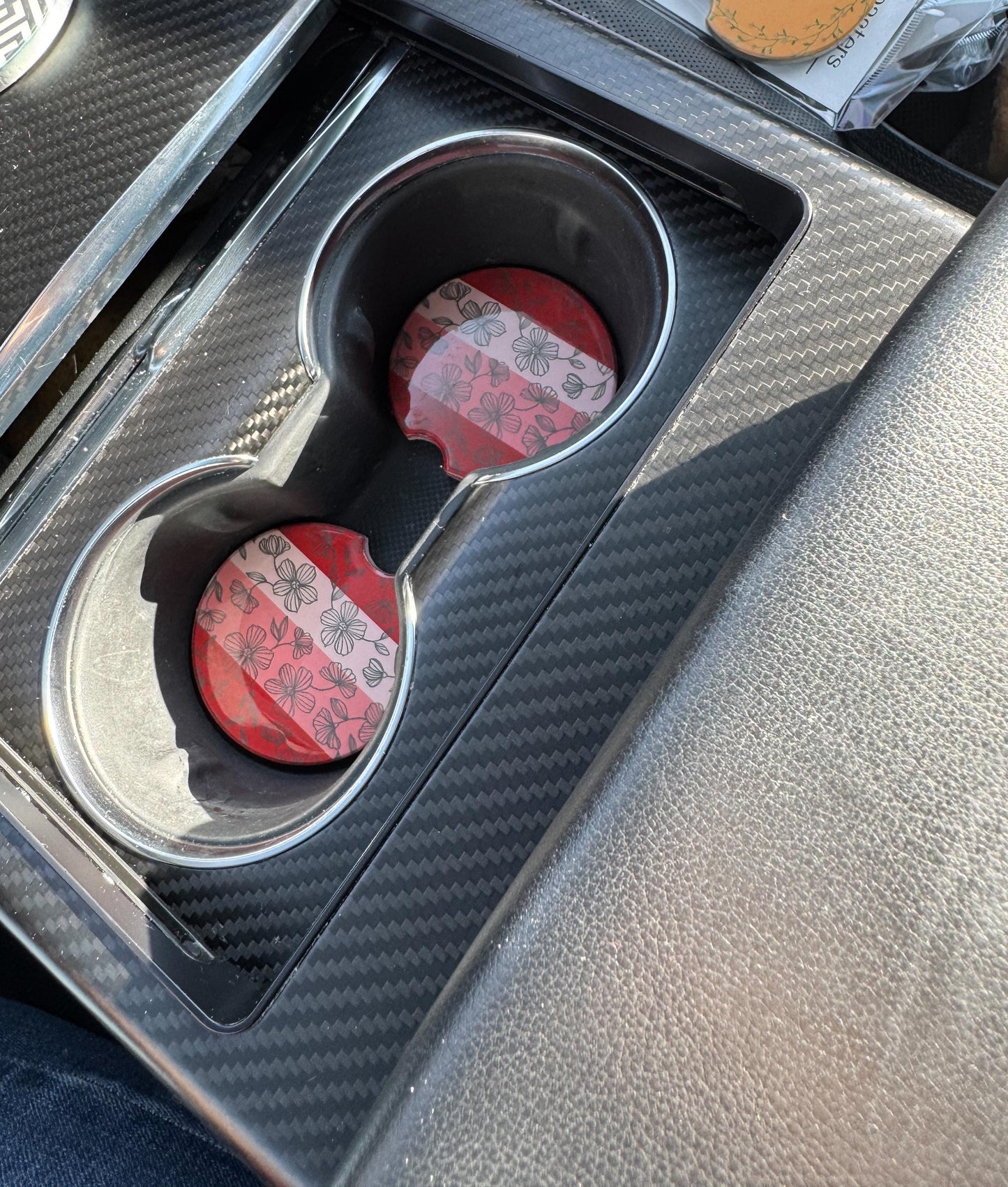 Handmade Ceramic Car Coasters: Evil Eye Mandala Design, Set of 2