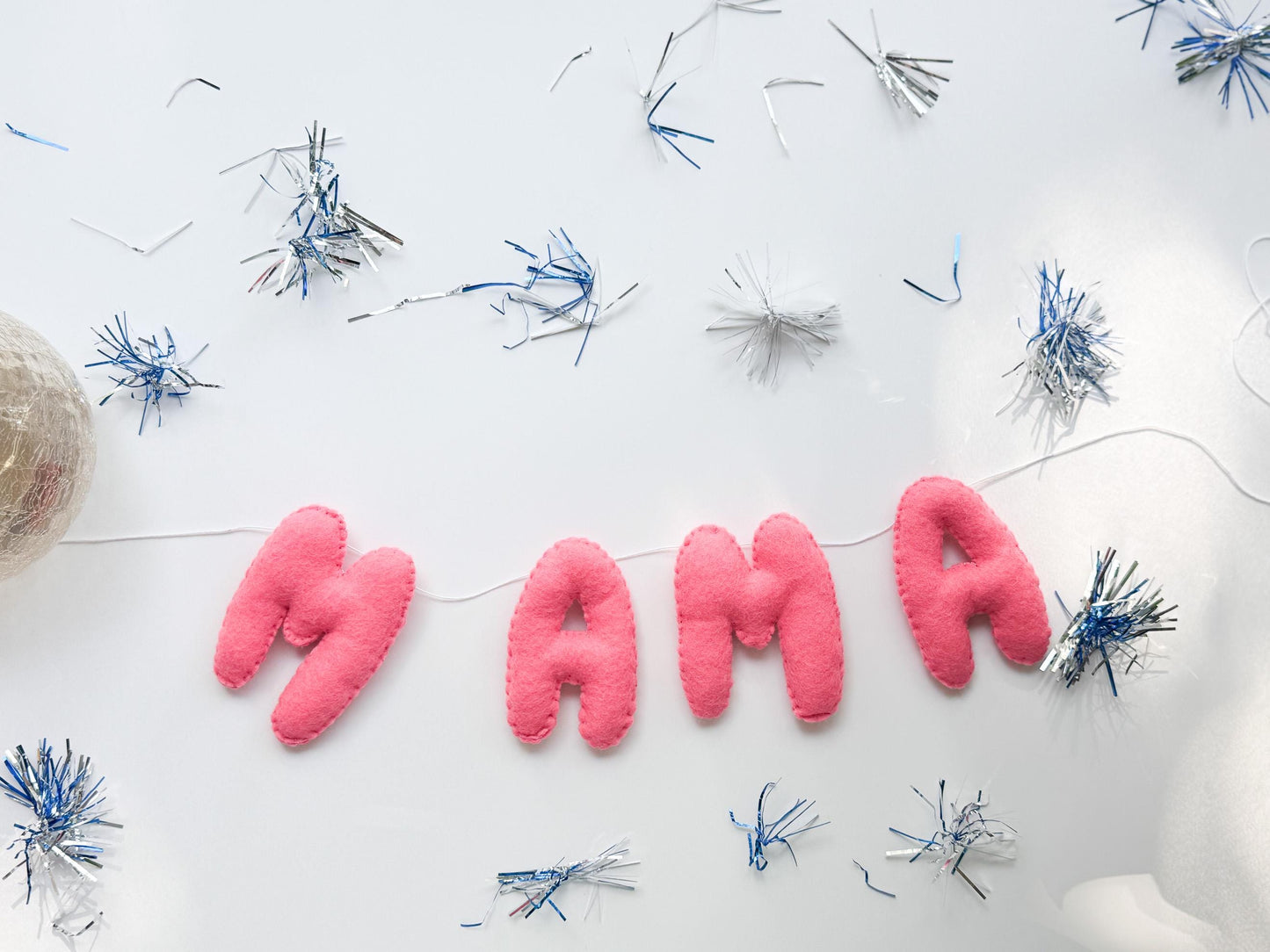 Handmade MAMA Felt Garland: Plush Pink Nursery Banner