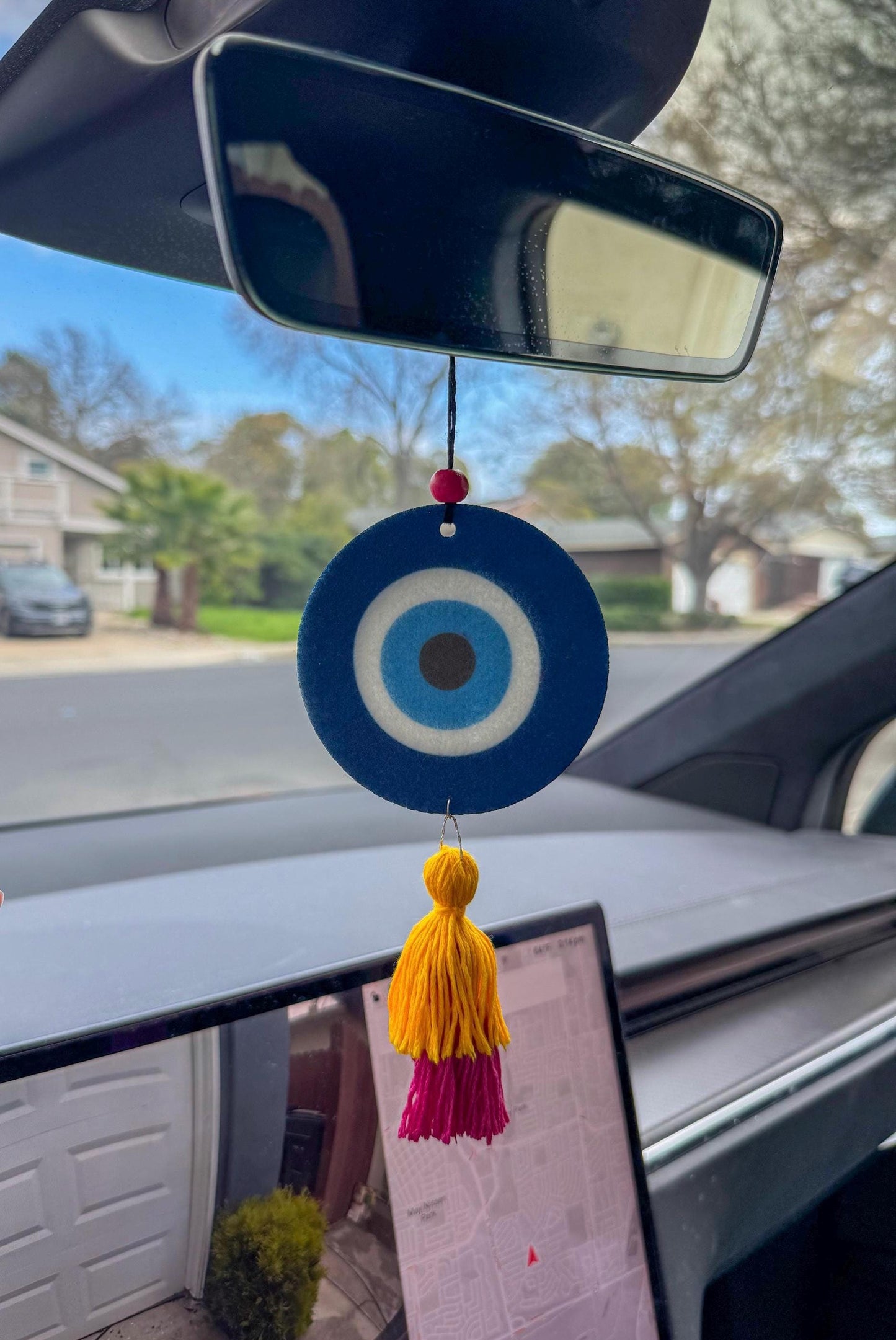 Handmade Felt Car Air Freshener: Boho Tassel Aromatherapy Charm