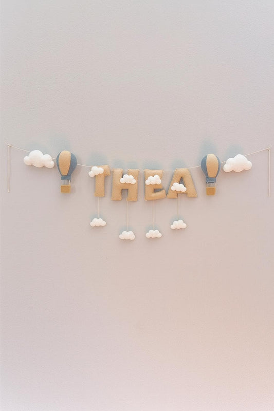 Personalized Felt Hot Air Balloon Name Garland: Baby Nursery Decor