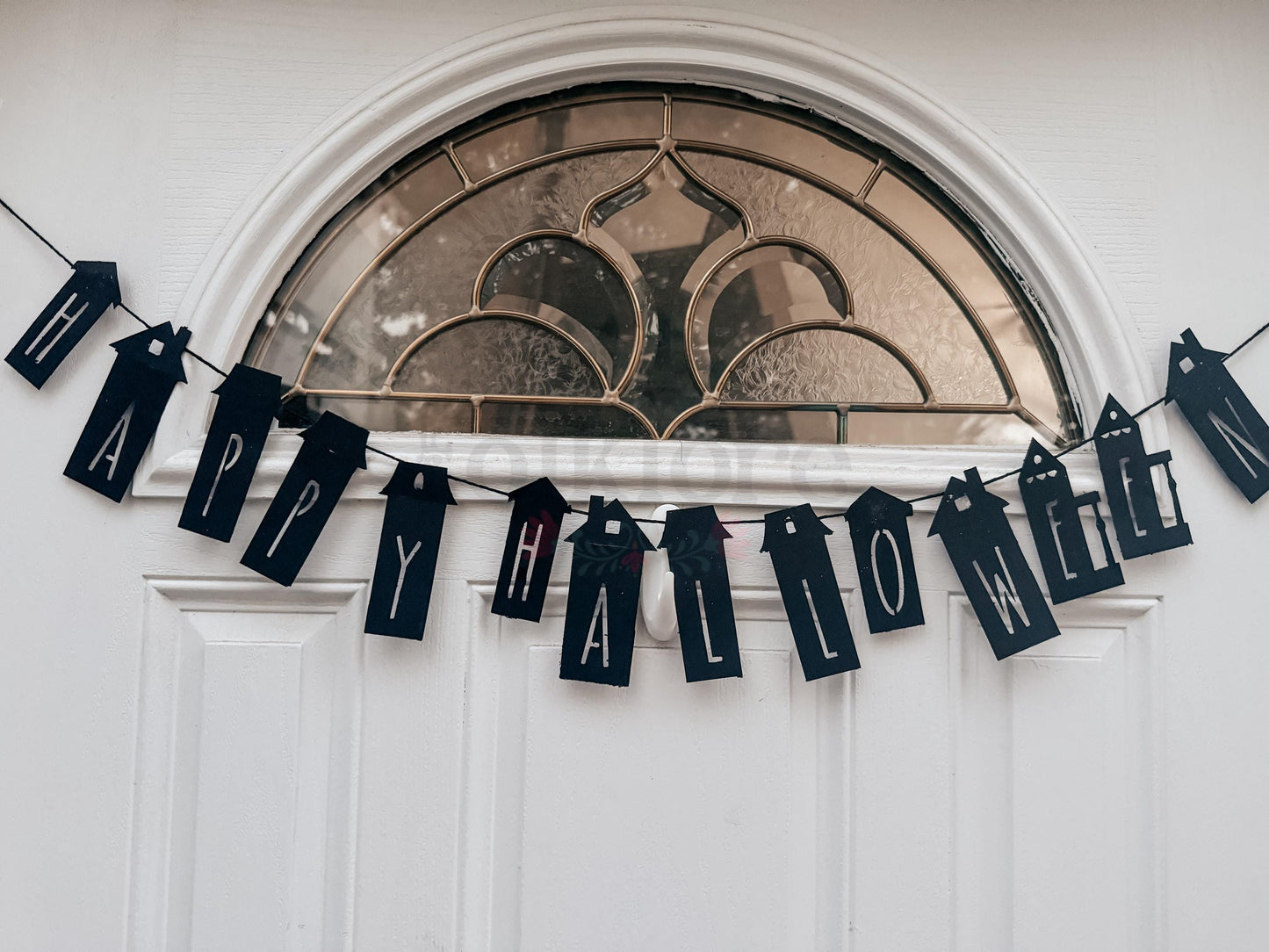 Halloween Banner Garland: Black Haunted House Party Decoration