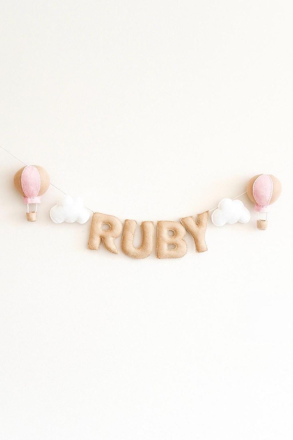 Handmade Felt Hot Air Balloon Garland: Cloud Theme Nursery Decor